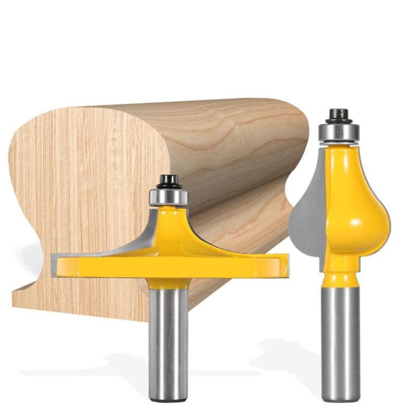 Set di 2 frese per corrimano standard/a flauto, utensili da taglio per lavorazione del legno, 8 mm, 12 mm, gambo da 1/2 pollice