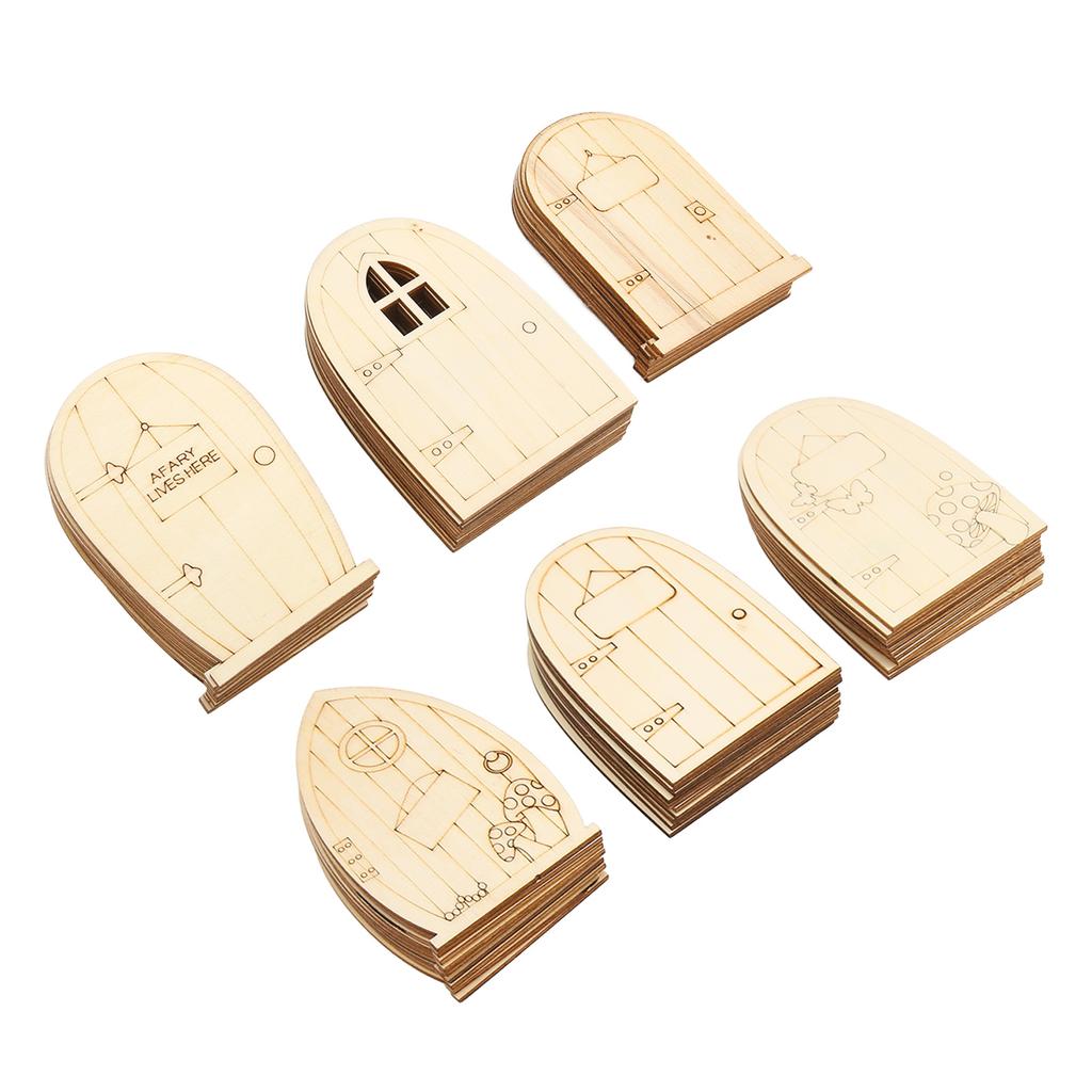 60 st DIY Ofärdiga Trädekorationer Tecknad Mönster Buxbom Handmålade Trädekorationer till