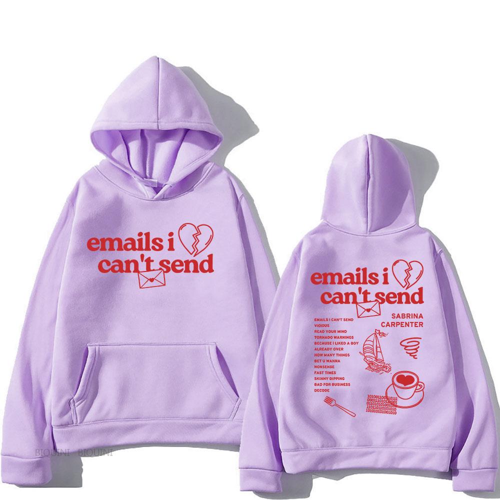 Sabrina-Carpenter E-Mails, die ich nicht senden kann Hoodies Lässige Kapuzenpullover mit Grafikdruck Moletom Unisex Damen Herren Pullover Tops