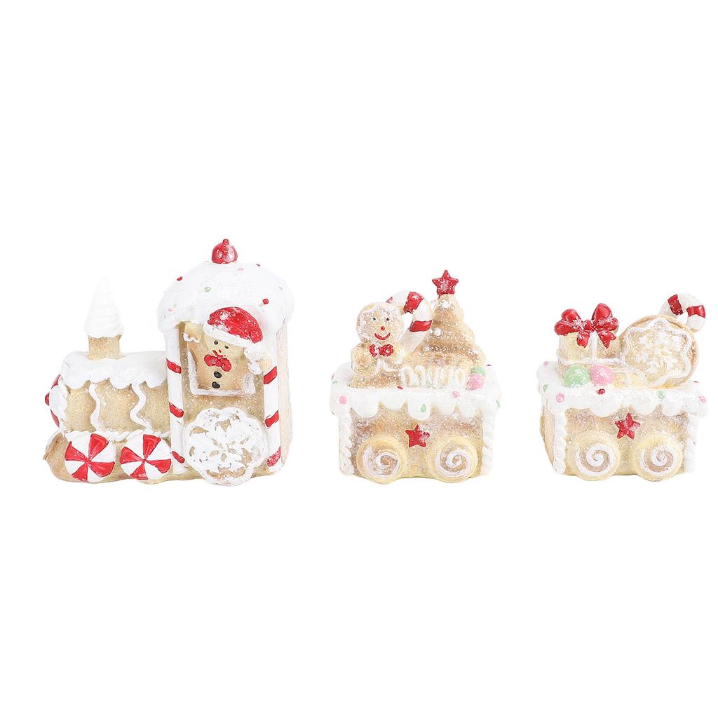 Xmas Train Three Part Resin Creative Cute Fade Resistant Xmas Train Figurine for Decoration