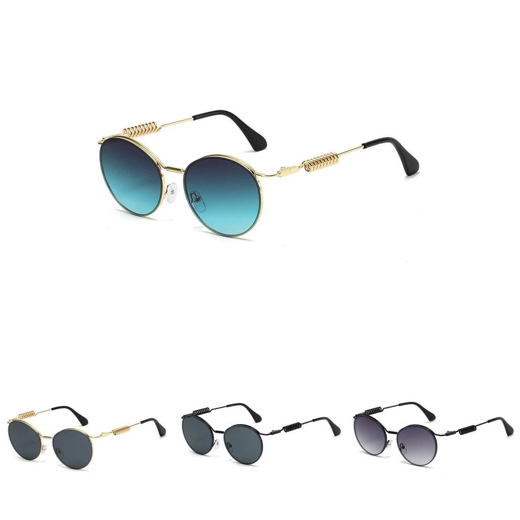 Okrągłe metalowe okulary przeciwsłoneczne w stylu steampunk z ochroną UV400 do aktywności na świeżym powietrzu i w modzie
