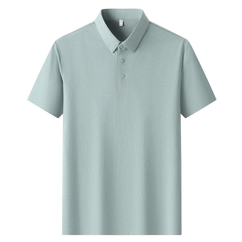 2025 New Summer Men's Lapel Solid Color Short-sleeved T-shirt Absorbent Quick Drying Polo Shirt