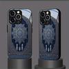 Blue carpet patterned glass phone case suitable for iPhone 17 16 15 14 13 12 11 Pro/Max/Plus shockproof back cover