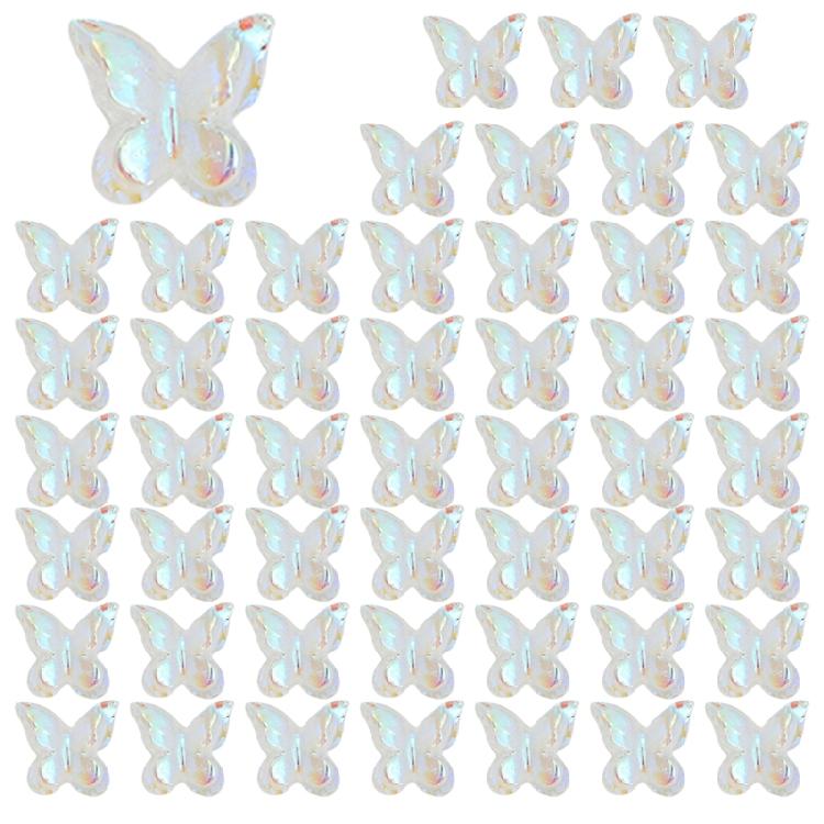 50 Pcs Beautiful 3D Butterfly Nails Art Charms Resin Double Layers Butterfly Nail Charms Nail Charms Nail Supplies 1
