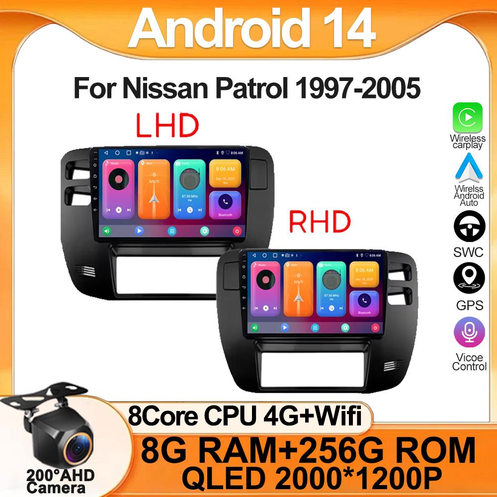 

For Nissan Patrol 1997-2005 Android 14 LHD RHD Touch QLED Screen Radio Video DVD GPS GPS Bluetooth WIFI DSP 4G Carplay Stereo BT