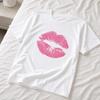 Pink Lips Graphic Tee, Distressed Kiss Print Shirt, Coquette T-Shirt