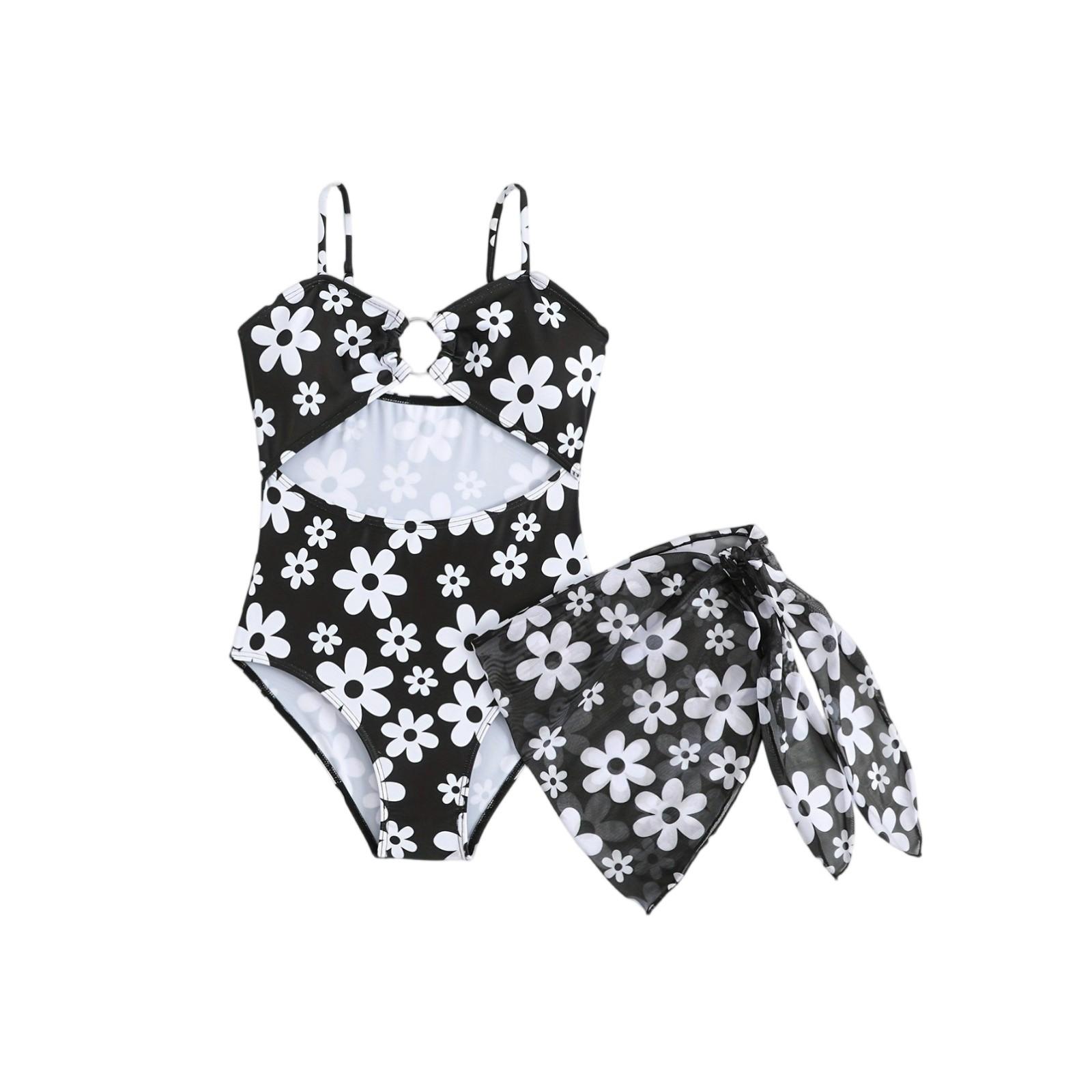 

Girls Fashion Swimsuit Set - Hollow Out Design 2-Piece Swimwear For Big Kids 130 белый
