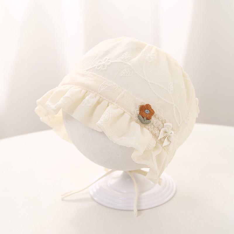 Baby Girl Lace Ruffle Sun Hat - Spring/Summer Tie-Up Princess Court Hat