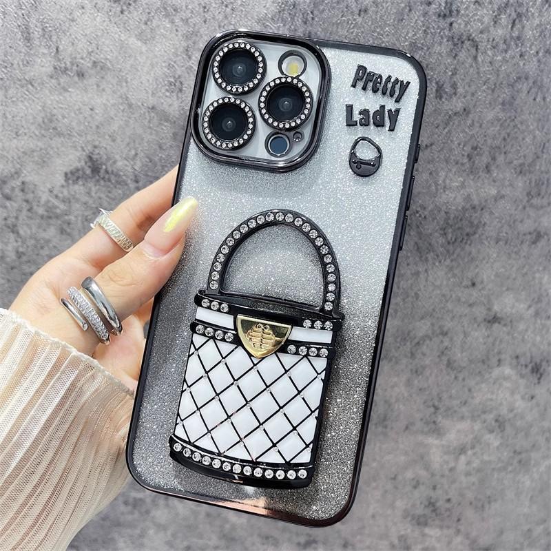 Xiaoxiangfeng Handbag Suitable for Apple 16 Mirror Bracket Mobile Phone Case IPhone 15 Gradient Glitter 14 Protective Case