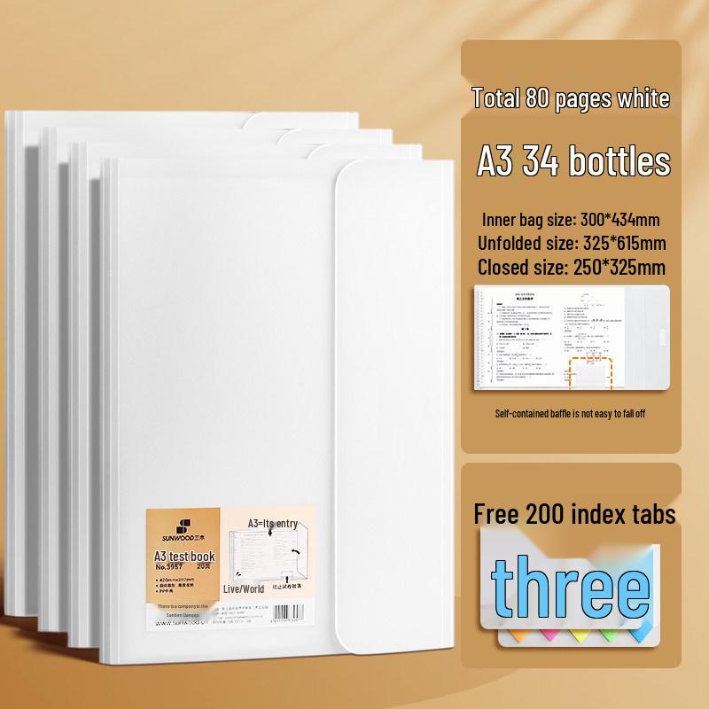 Large Capacity Test Paper Storage Bag with Transparent Insert Pages for Students