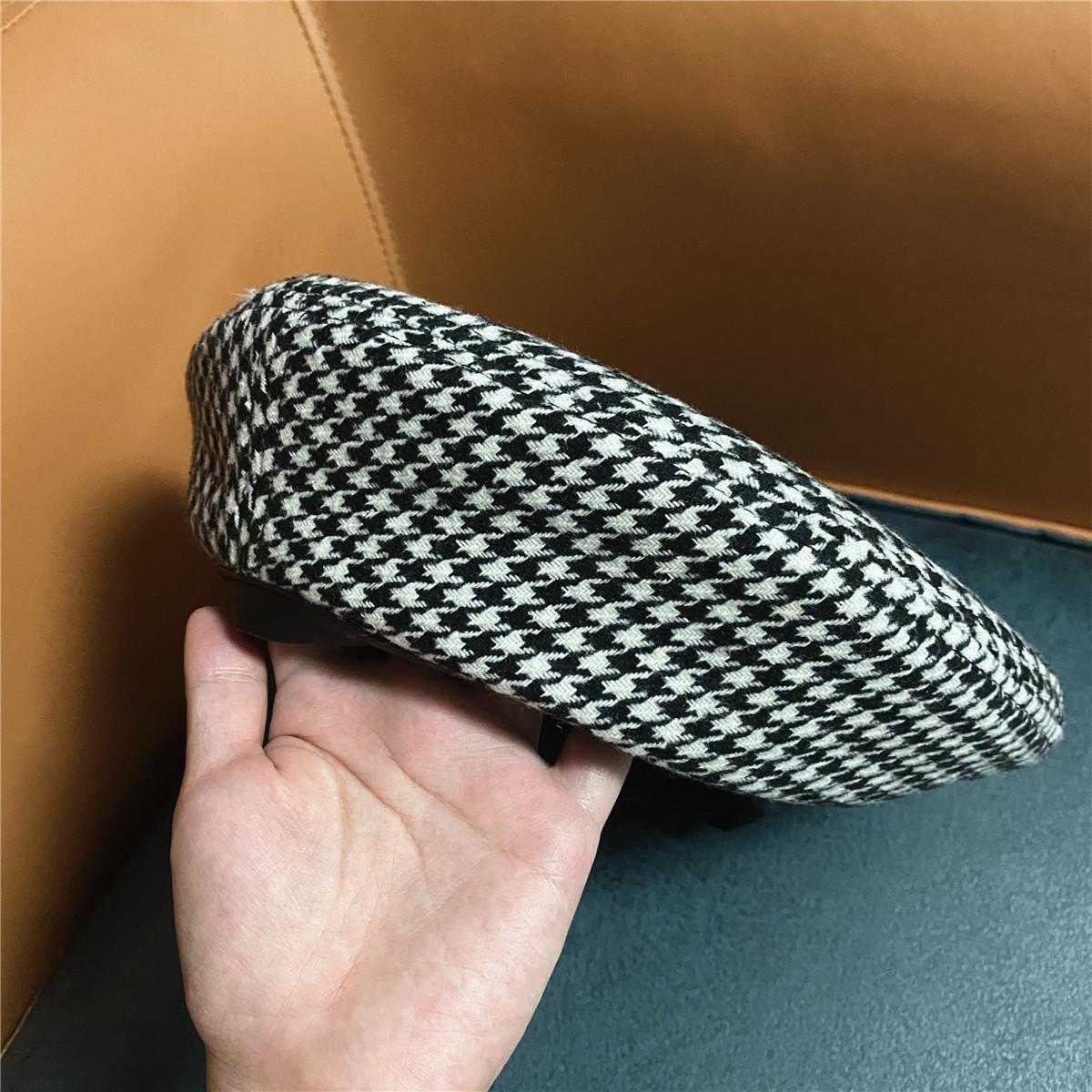 

Шляпа Женская Весна Осень Клетка Тысячи Птиц Восьмиугольный Берет Леди Теплая Ретро Adjustable