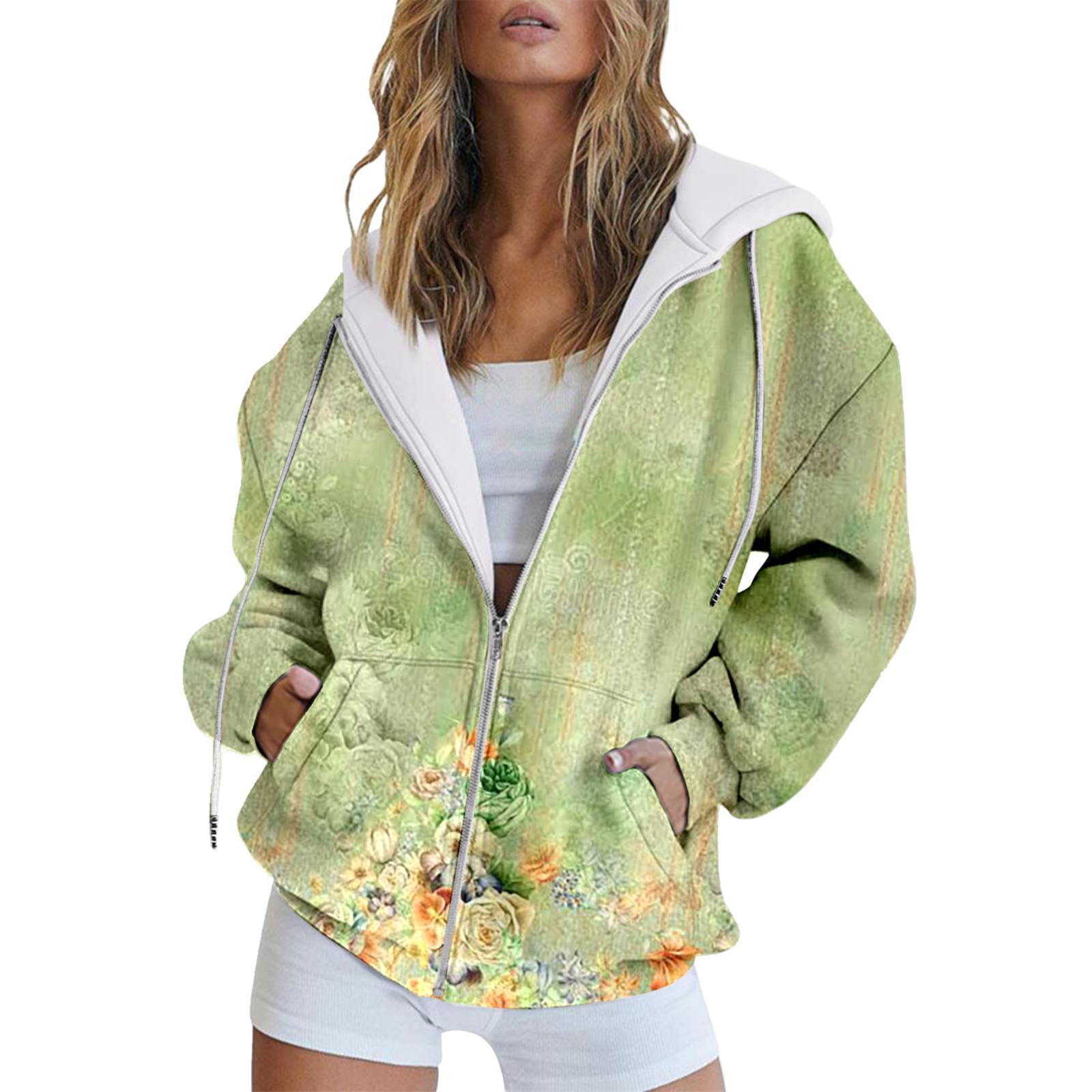 

Зимняя толстовка с капюшоном с принтом, спортивная одежда, пальто для женщин, толстовки с капюшоном на молнии и 3D-карманом, осенняя женская одежда XL