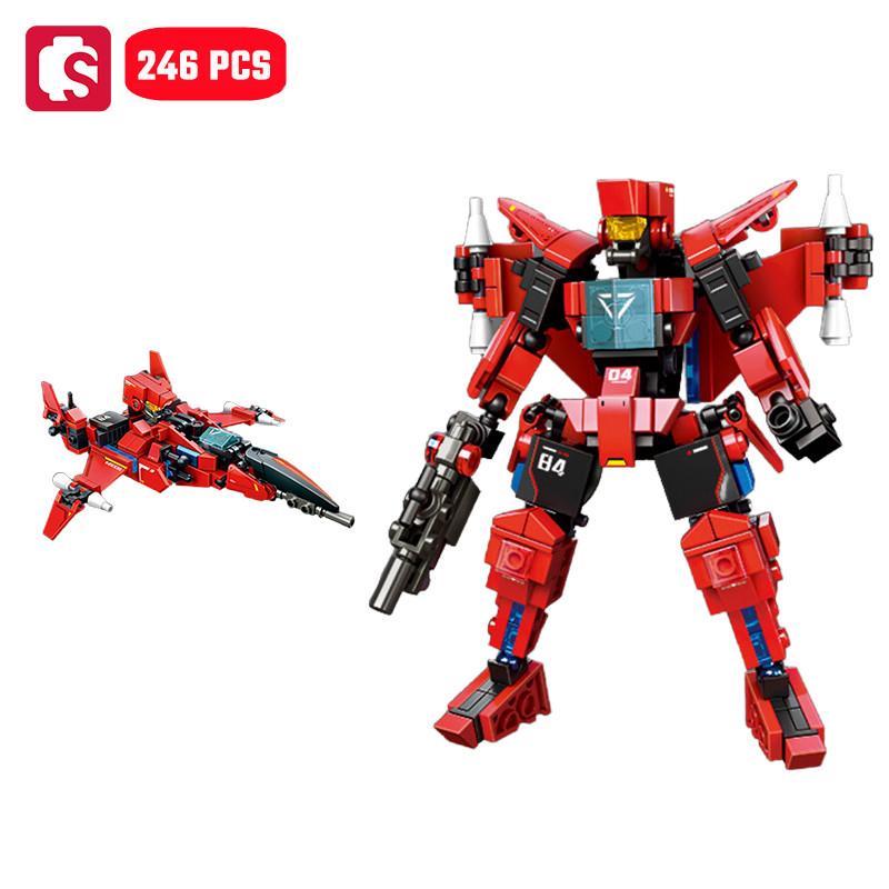 SEMBO Transforming Mech Assemblage Building Block MOC Robot Model Bricks Car Construction Set Kids Toys for Boys Birthday Gifts