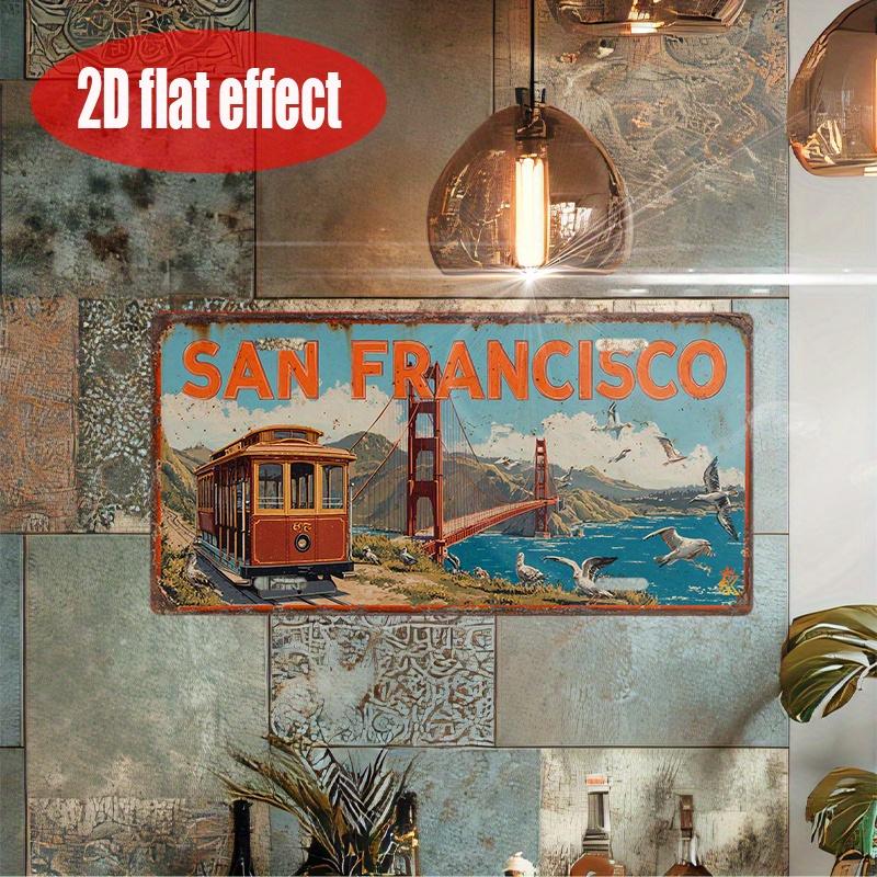 

D Flat pcVintage Metal Sing only for decoration Car License Plate CoverSan Francisco Cable Car and Bridge Sign 15x30cm(5.9x7.8inch)