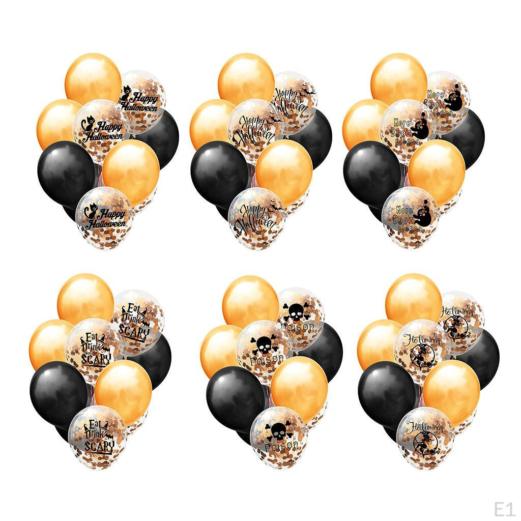 10 Pieces Halloween Theme Gold Confetti Helium Balloons Set