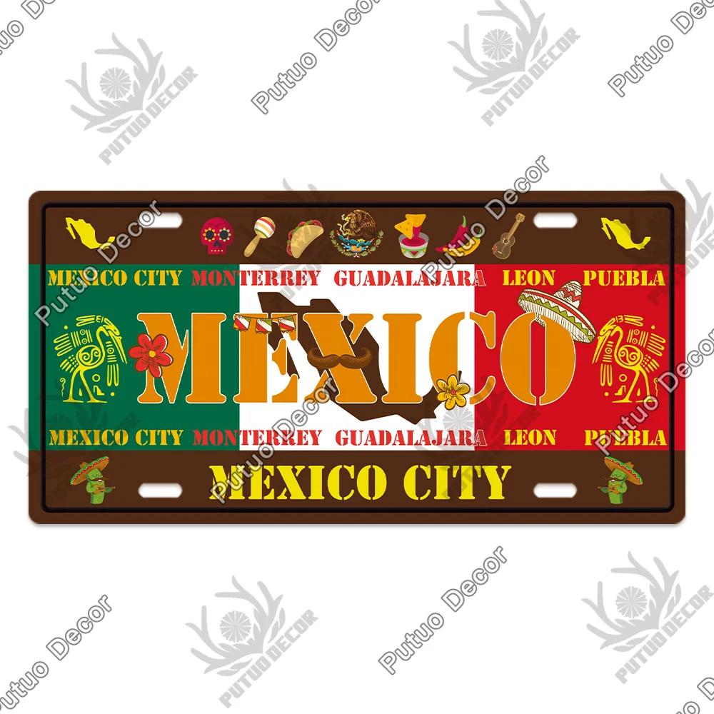 Putuo Decor Country - Themed Vintage Metal Sign with License Plate Plaque - Ideal for Bar Pub Club and Home Wall Decoration