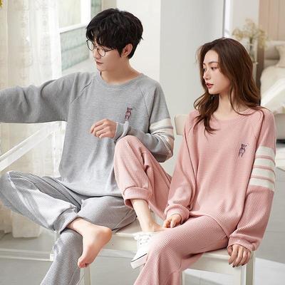 Set pigiama carino per coppie in stile coreano - Maniche lunghe, Leggero, per Primavera, Autunno, Inverno