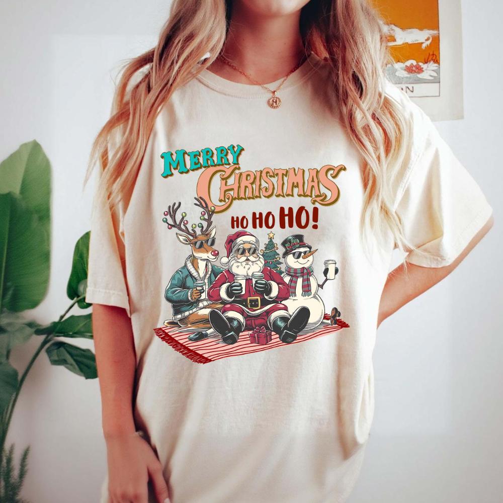 

Vintage Christmas TShirt Funny Santa Reindeer SnowUnisex Graphic Comfort Colors Fan Tee Graphic TShirt Gift for Women Unisex TShirt 4XL