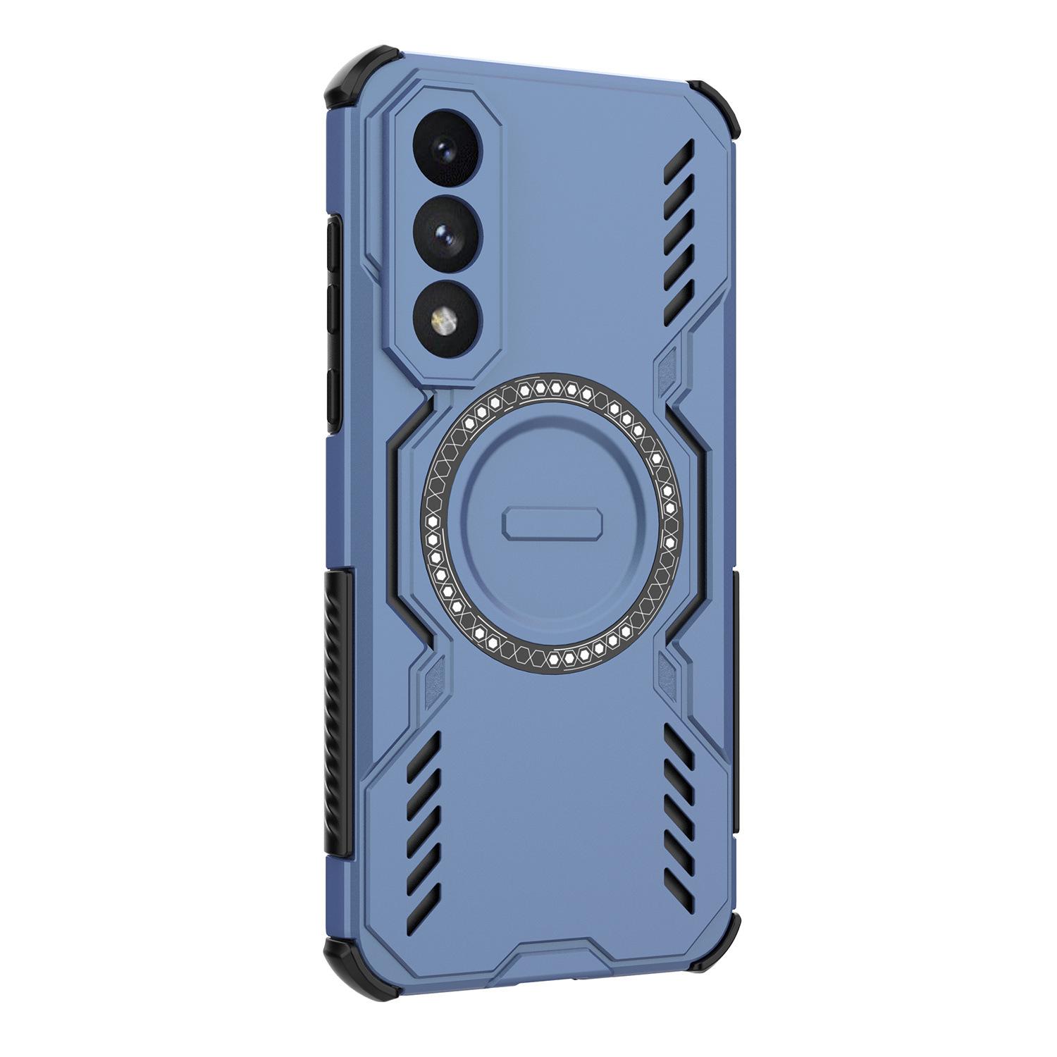 

For OnePlus Ace 5 Ultra 5G/Nord 5 5G Magnetic Case Butterfly Armor Hollow Heat Dissipation PC+TPU Phone Cover Blue