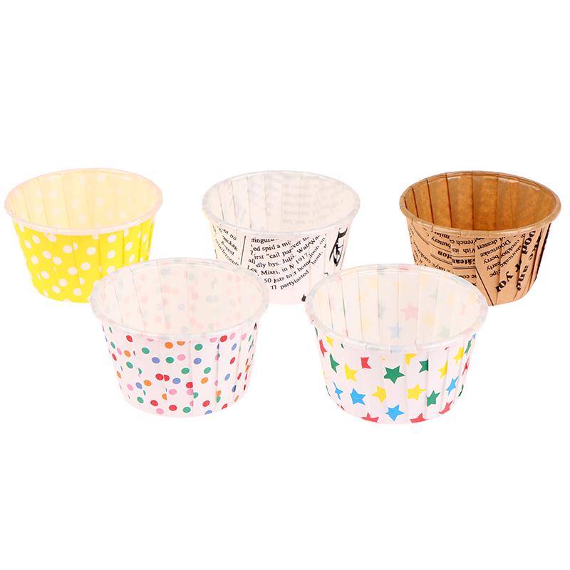 50 stuks Krullend Papieren Bekertje Flens Cake Papieren Bekertje Oliebestendig Cupcake Bakje Bakvorm Bakplaat Doos Bruiloft Feest Muffin Bekers