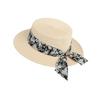 New French Celebrity Flat Top Hat Women's Summer Elegant Ribbon Straw Hat Sunscreen Sun Hat Tide
