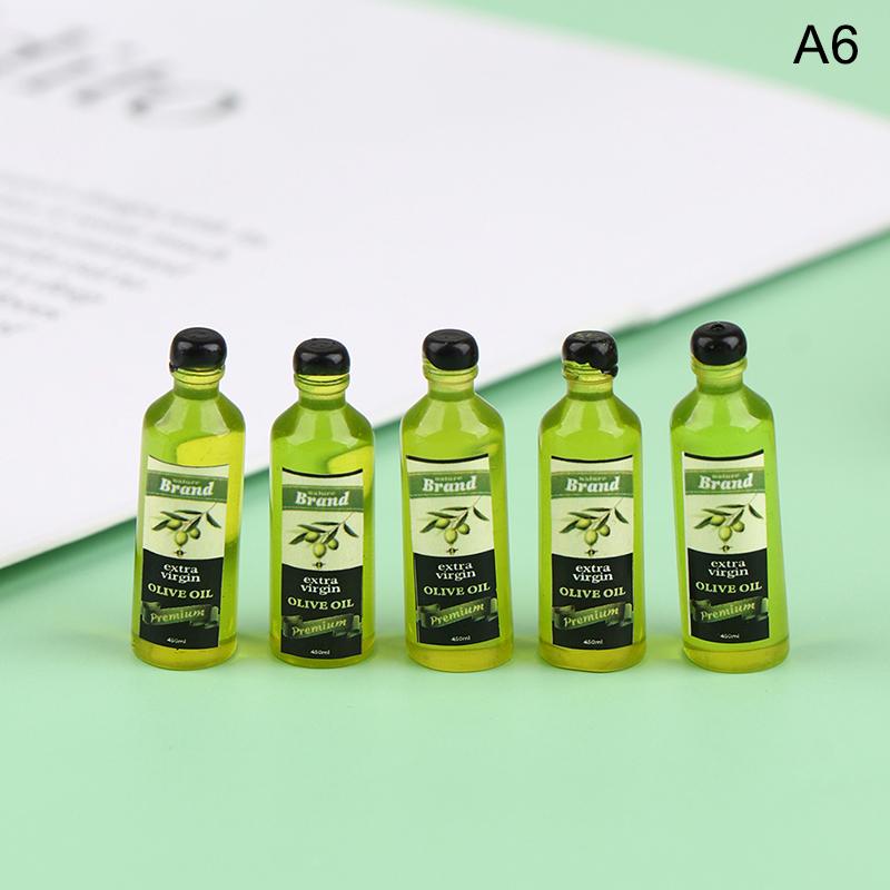 5Pcs Miniature Dollhouse Kitchen Condiment Oil Vinegar Soy Sauce Detergent Model For Dollhouse Accessories Decoration