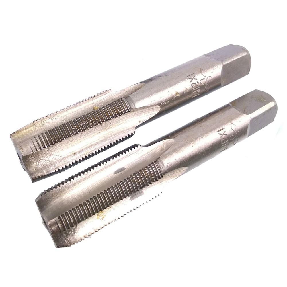 HSS M16 x 1mm kuželový a zástrčkový závitník & M16 x 1mm matricový závit metrický pravý