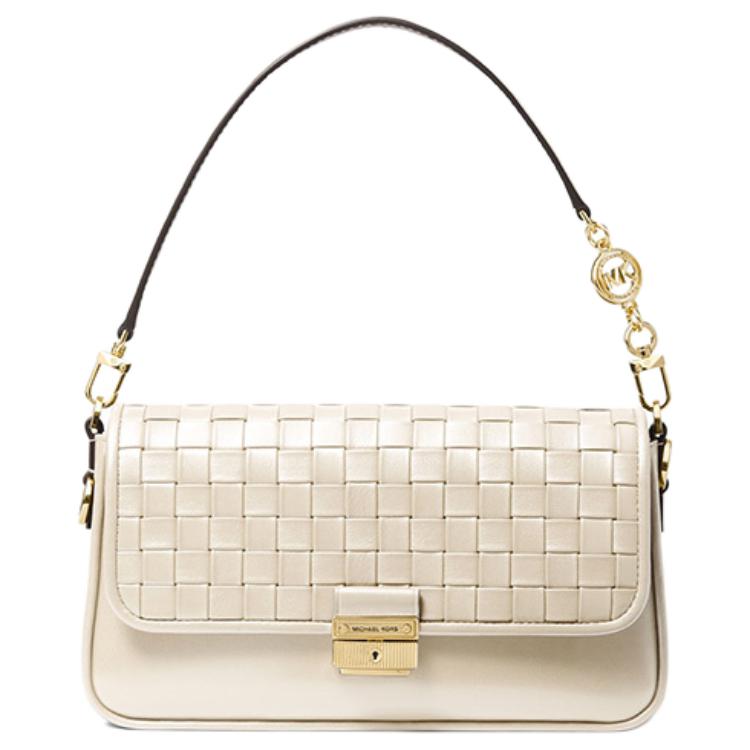 

Michael Kors Bradshaw Woven Letter Leather And Faux Leather Baguette Shoulder Bag Women bags Cream-White 30S1L2BL1T-289 Basic Set (Bag+Dust Bag)