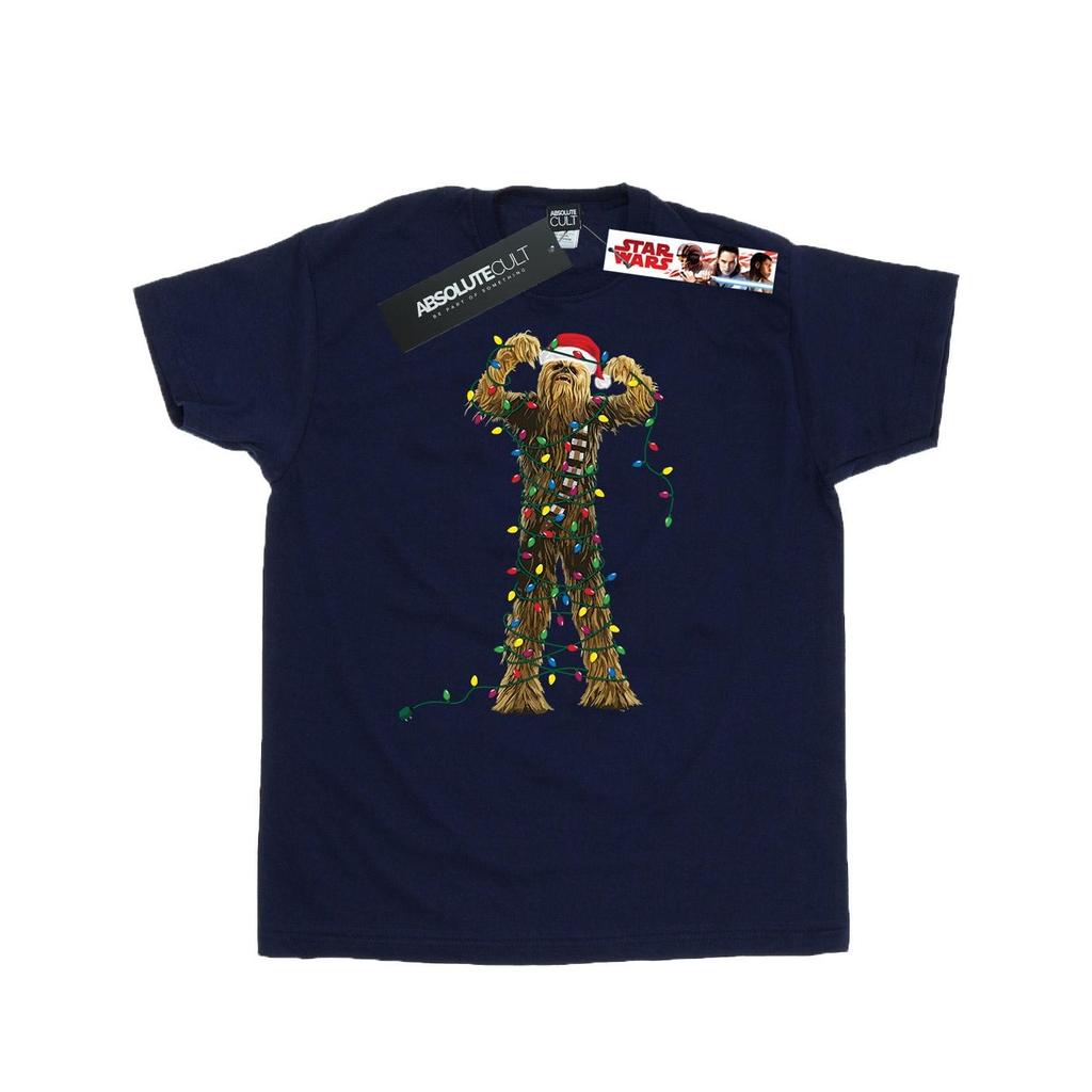 Star Wars Mens Chewbacca Christmas Lights T-Shirt