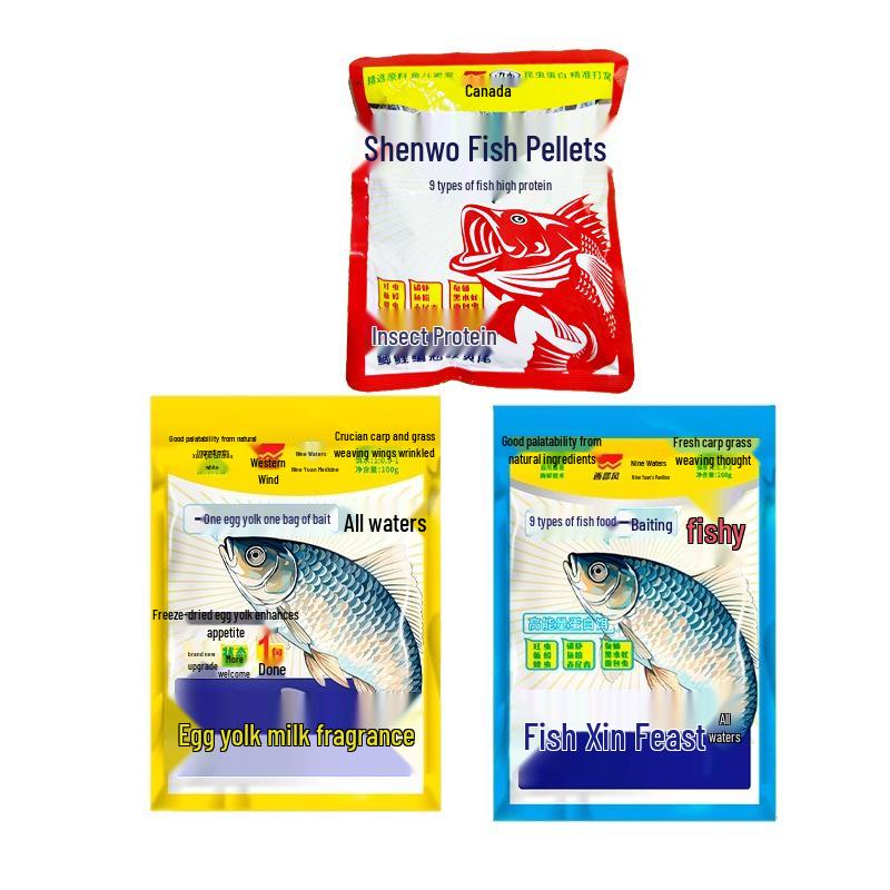 Western-Style Fish & Insect Bait: Egg Yolk, Milk, Fishy Flavor with Red Tail, Green Scale, Shrimp, and Red Worm - Single Pack.
