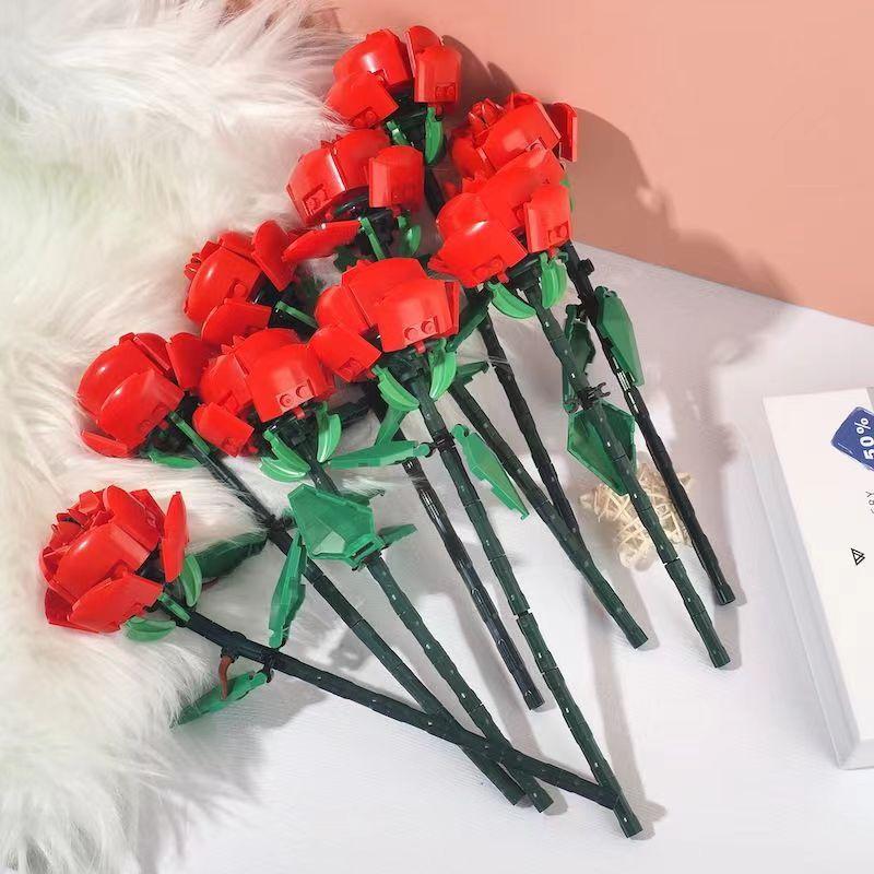 Romantisches Valentinstagsgeschenk Rosenblumenstrauß Kreative Bausteine Geschenk für Mädchen Weihnachtsgeschenk