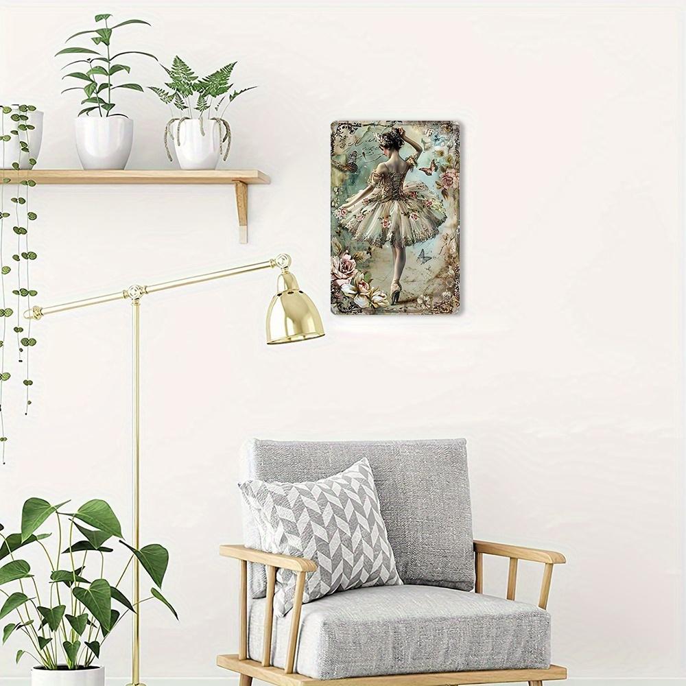 1pc Aluminum Vintage Ballerina Tin Sign - Reusable, Pre-Drilled Wall Decor for Home & Bar - Shabby Chic, Waterproof, Weather-Res