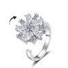 Snowflake Spinner Ring For Woman Crystal-Encrusted Rotating Dazzling Adjustable Statement Rings Luxury Christmas Zircon