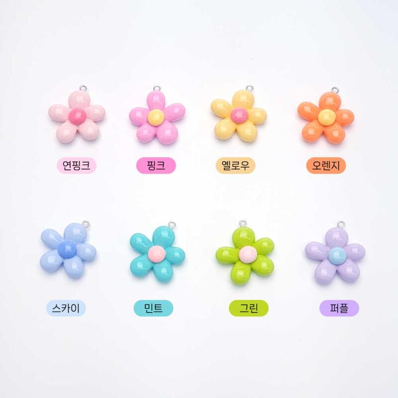 Colorful pastel flower acrylic pendant accessory