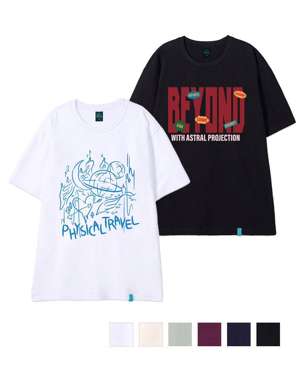 Astral Projection [2Pack] With Astral & Physical Travel Cotton Loose Fit Short Sleeve T-Shirt L