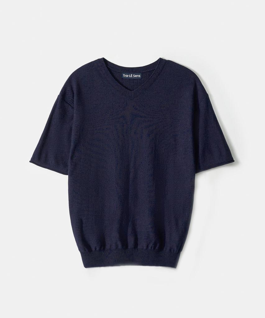 TRIP LE SENS Centre Line Summer V-Neck Half Knit_White