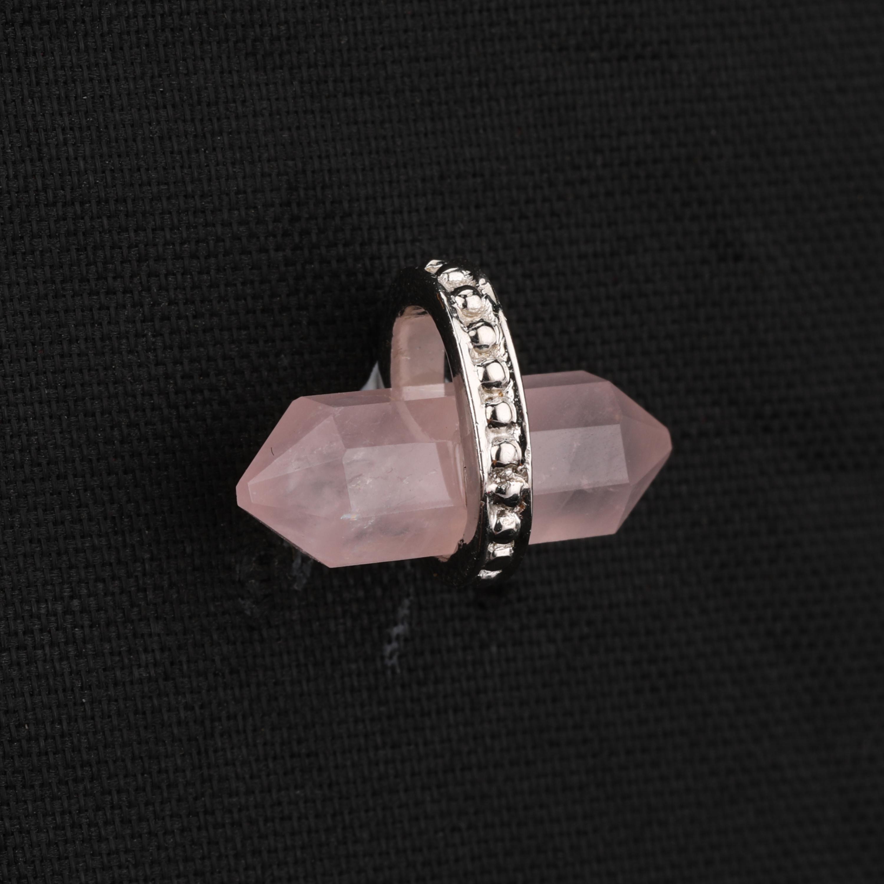 

Rose Quartz Pencil Pendant 925 Sterling Silver Faceted Crystal Pendant Fine Jewelry Gift for Her срібний