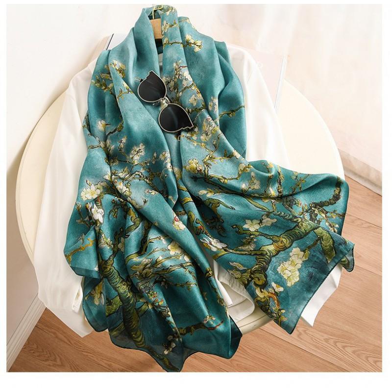 Silk Scarf 100% Mulberry French Style New Chinese Sunscreen Shawl