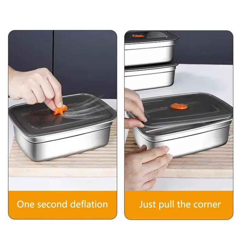 Stainless Steel Camping Lunch Box Sealed Leak-Proof Bento Box Microwave Suitable Large Capacity Refrigerator Freezer Storage Box