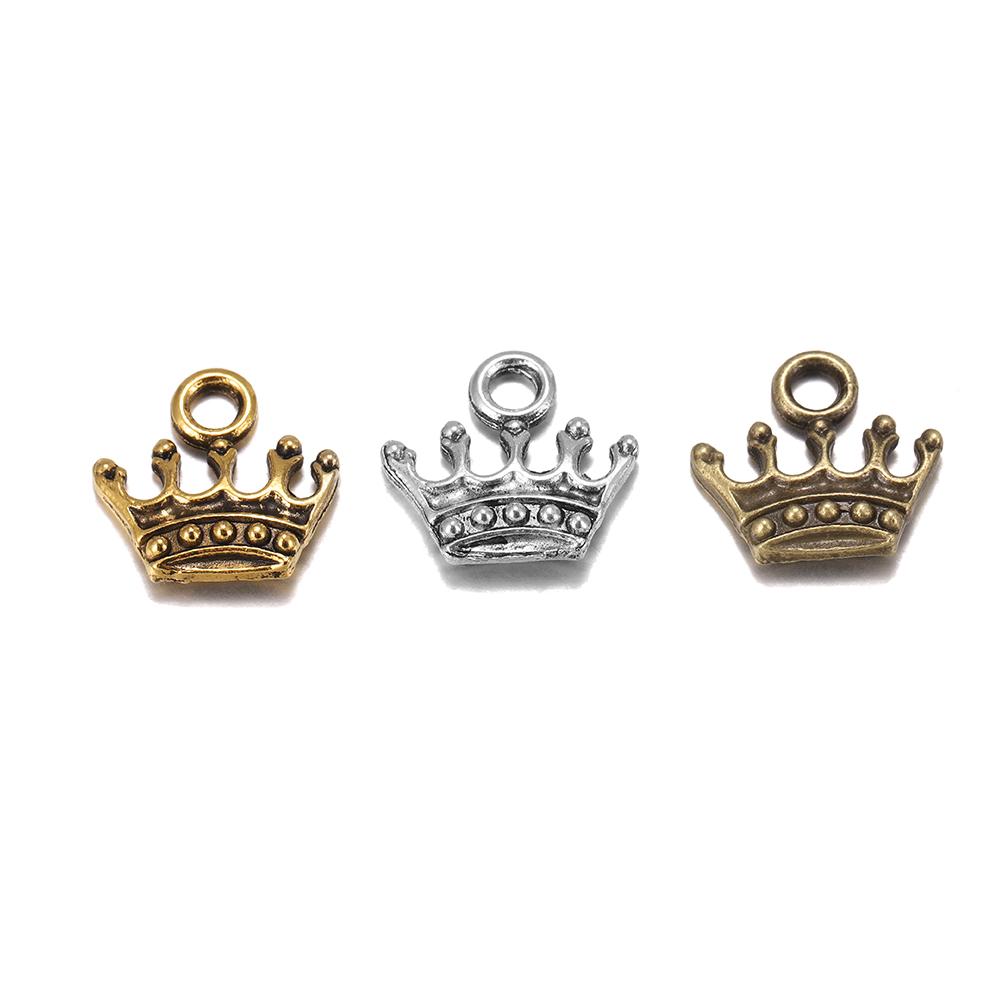 20pcs/lot 13x14mm Charms Crown Tibetan Gold Color Charms Pendants Findings DIY Bracelet Jewelry Making Supplies Handmade Craft