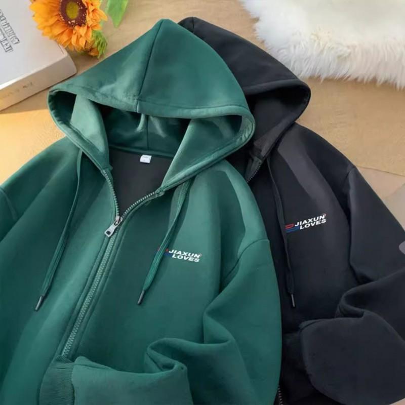 Unisex Hooded Zip-Up Sweatshirt Winter Heavyweight Oversized Streetwear Pullover With Fleece Lining