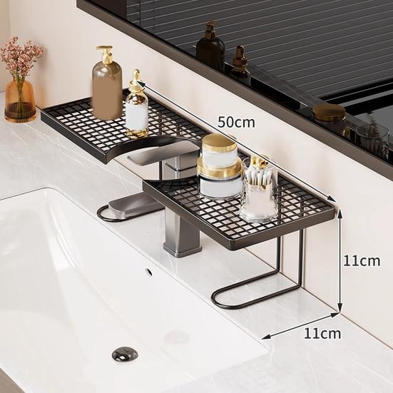 Faucet Holder U-Shaped Large Capacity Design Organizer No Drilling Waterproof Rust-Proof Drainage Rack for Toothbrushes Cups Facial Cleanser