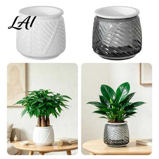 Deep Soil Planting Basin Self Watering Planter with Wick Rope for Indoor Plants Double Layer Pot Home Transparent Hydroponic Planter Decorative