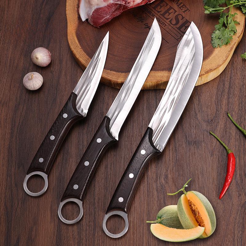 Boning Knife Chef Slice Fruit Cleaver Meat Kitchen Knives Hand Forged Blade Wood Handle Barbecue Cooking Steak Knife With Sheath