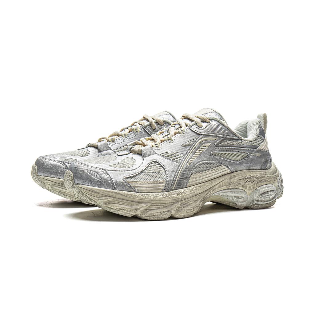 Li Ning Boom Support Cushioning Slip Resistant Abrasion Resistant Rebound Low Top Running Shoes Women's Silver Gray ARXV006-2