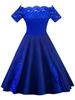 Elegant Plus Size Lace Dress With Off Panel Shoulder Design And High Waist Silhouette For Sophisticated Occasions
