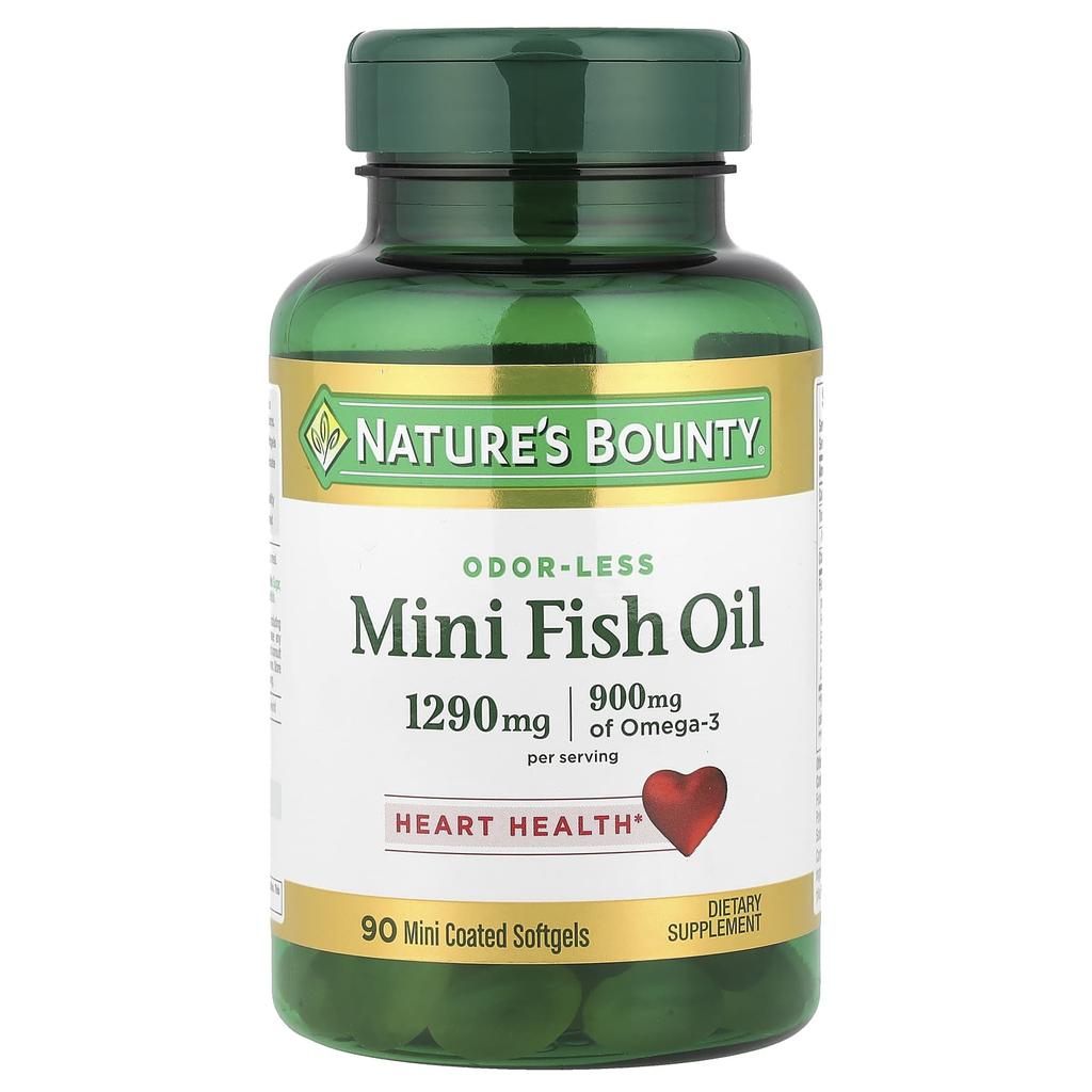 Nature'S Bounty, Mini Fish Oil, Unflavored, 90 Mini Coated Softgels (645Mg/Softgel)