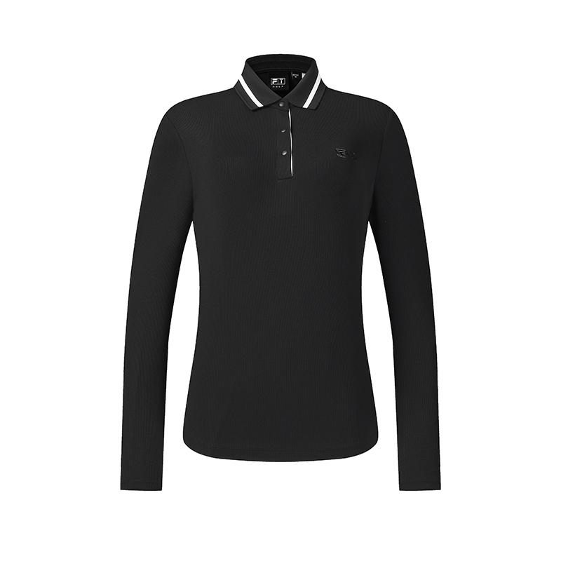 FILA Golf Series Trendy Fashion Simple Casual Sports Training Golf Versatile Slim Fit Long Sleeve Polo Shirt Women tops Deep-Black A11W615214FBK