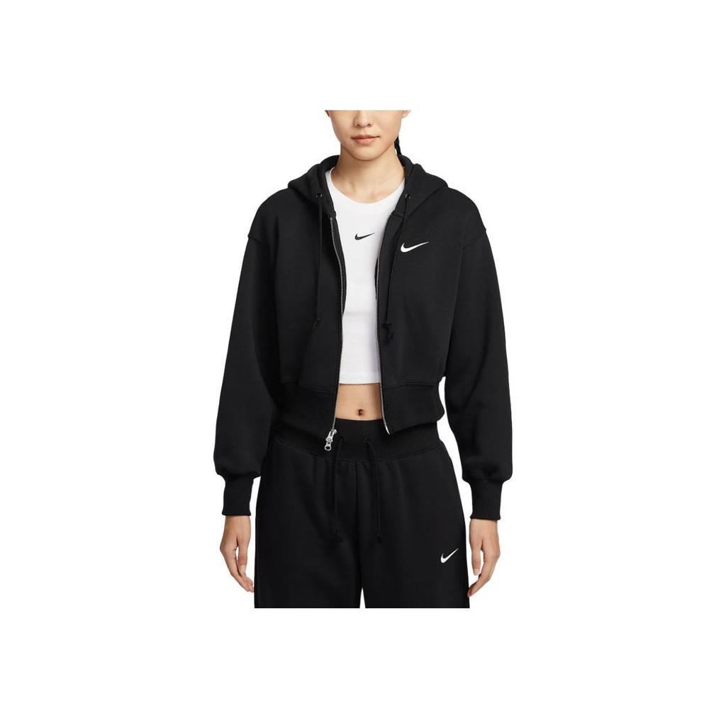 Nike Loose Short Hooded Zip Long Sleeve Jacket Women Jackets Black HJ0941-010