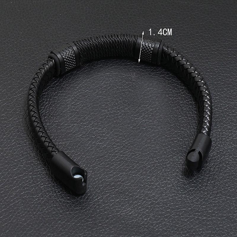 Trendy Leather Bracelet Homme Punk Men Bangle Gift For Husband Hiphop Rock Charm Braclet Pulsera Hombre Mirco Magentic Brazalete